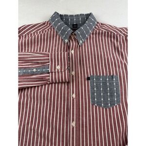 Delmonico Red White Blue Casual Button Down Shirt Men's Size XL Striped Stars